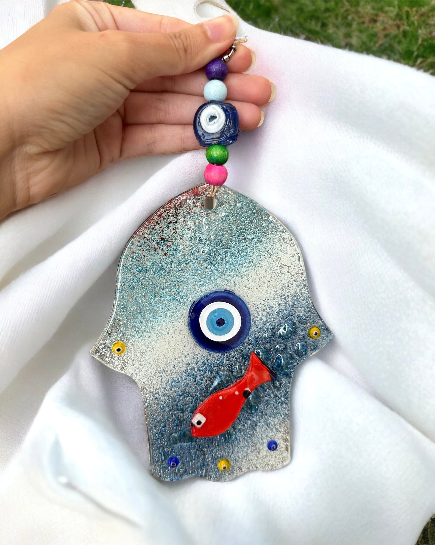 Hamsa Glass Wall Ornament