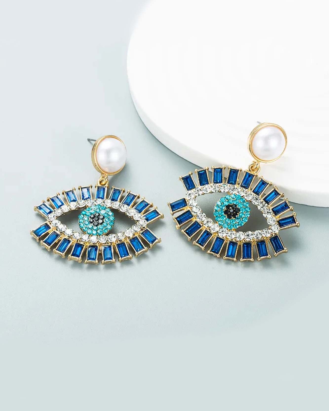 Blue Evil Eye Earrings