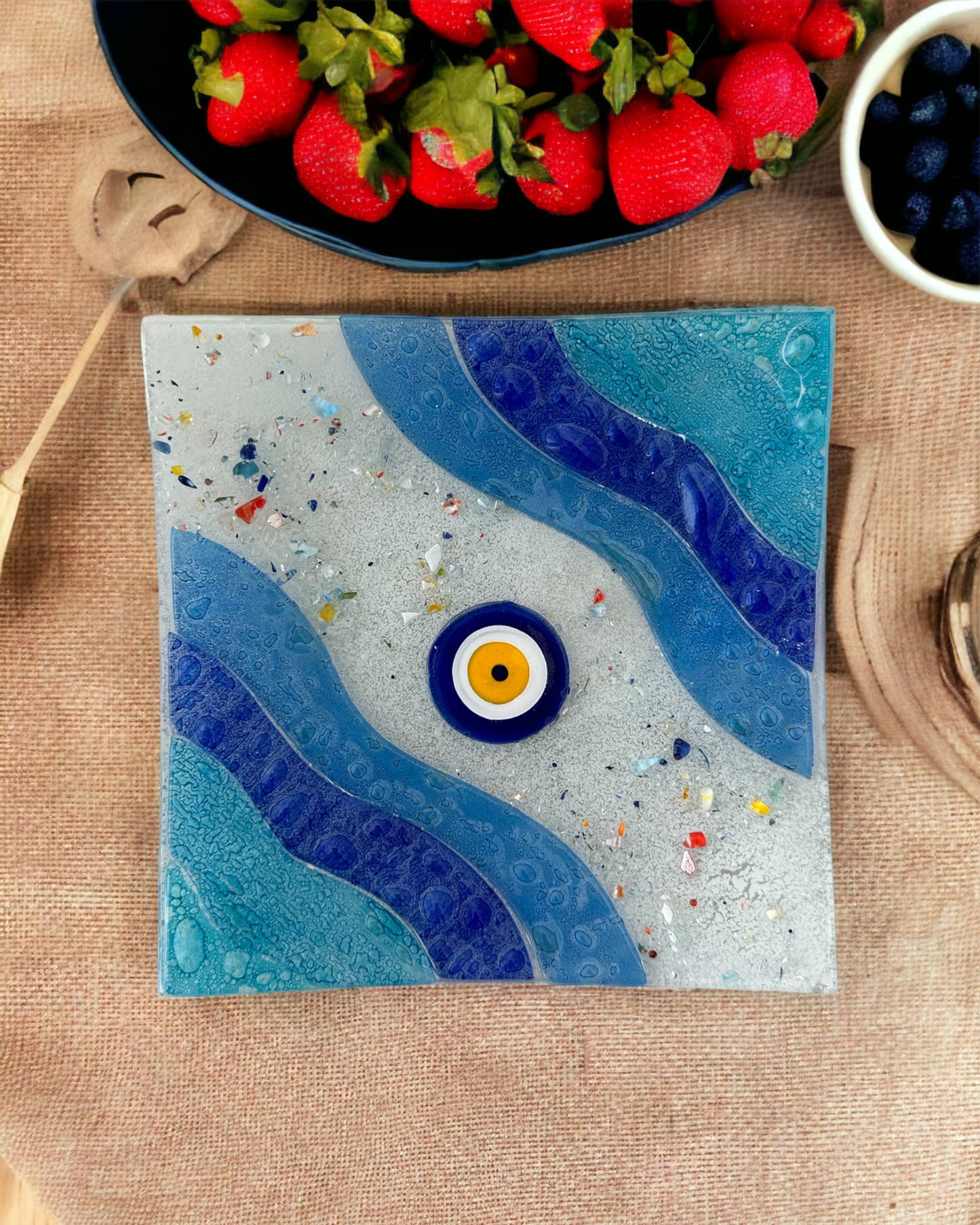 Fusion Evil Eye Glass Art Plate