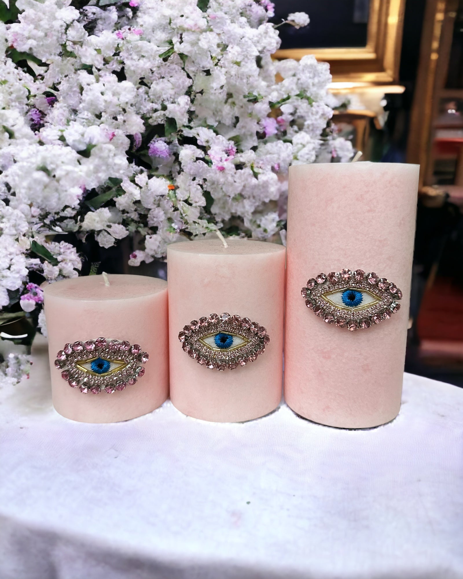 Evil Eye customized candles set of 3