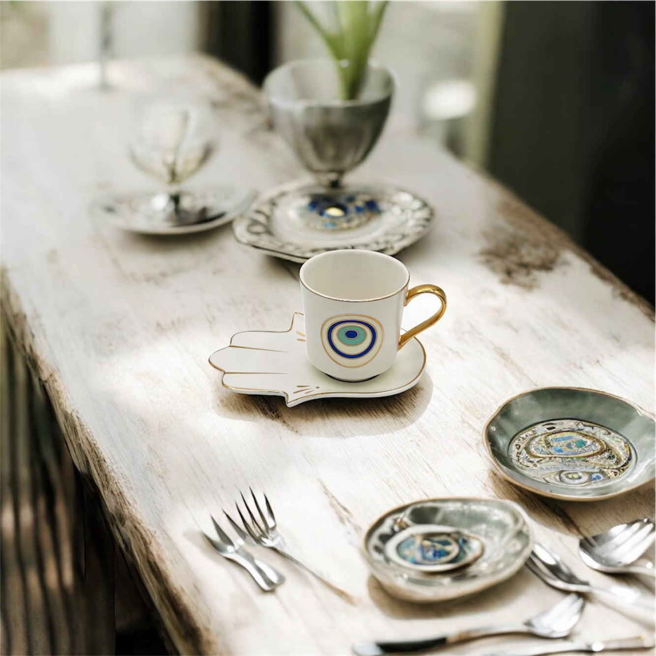Turkish Cup with Saucer | White