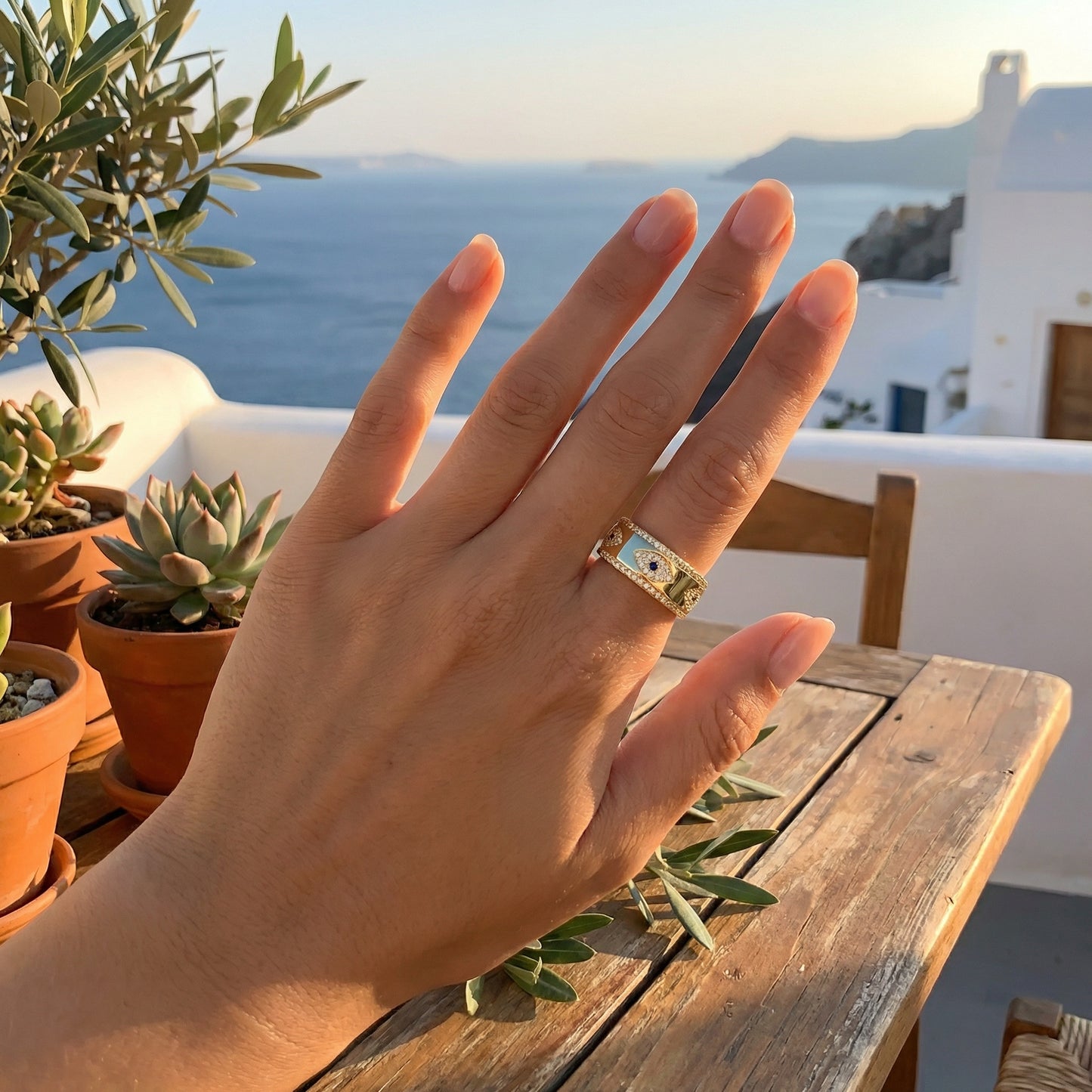 Rhinestone Eye Open Ring