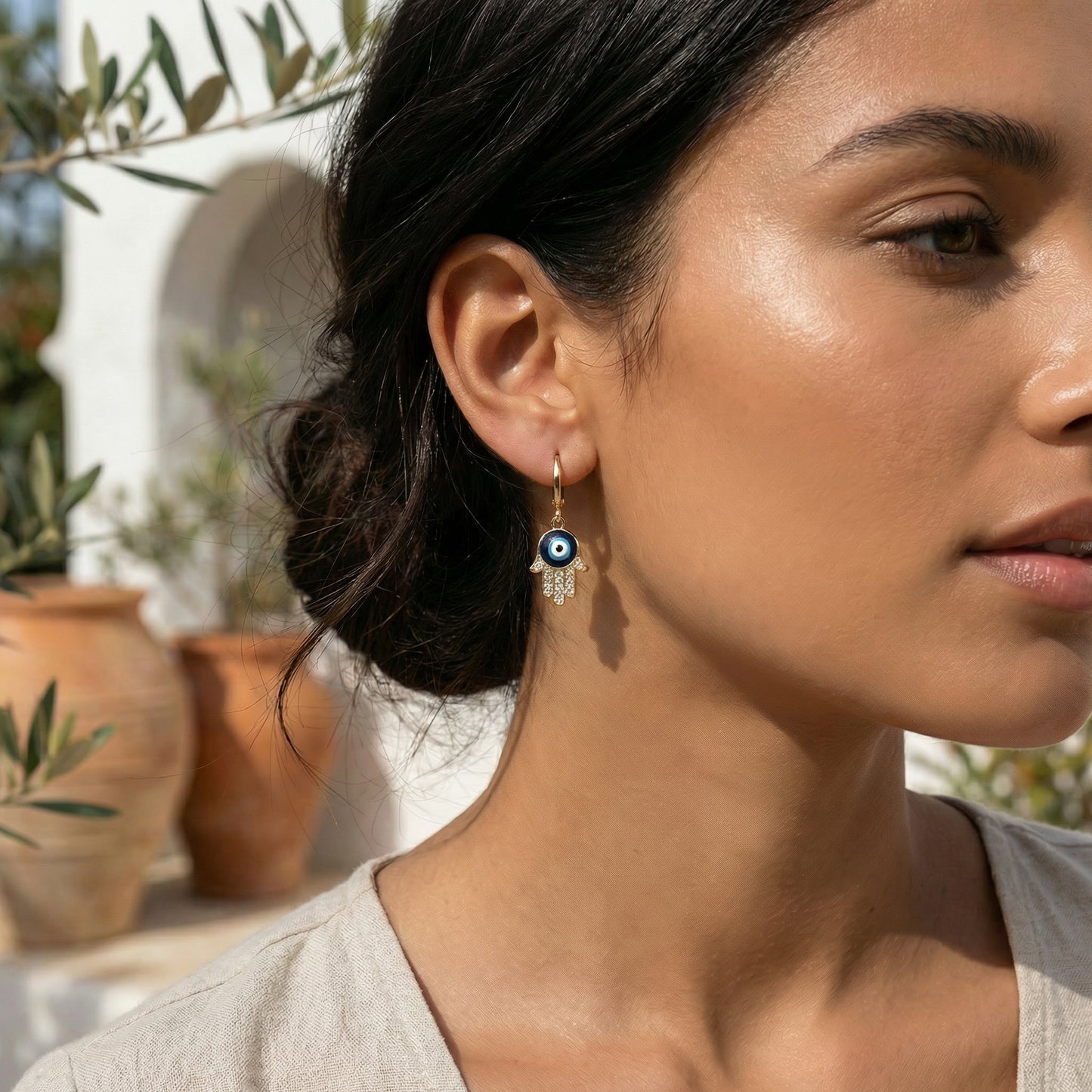 Hamsa Drop Earrings